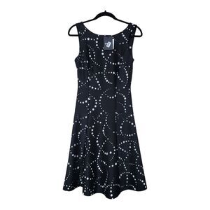 Donna Karan NY Polka Dot Dress XS 2 NWT Spiral Polka Dot- Fit Flare- Black White